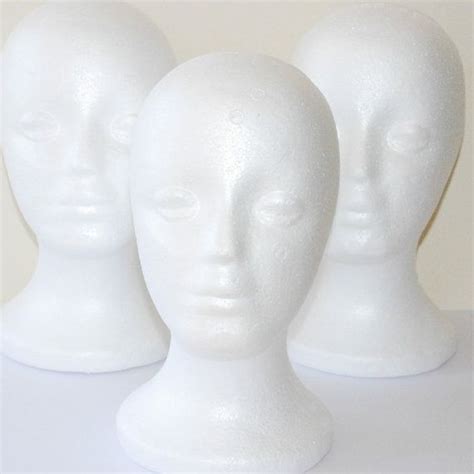 Three Styrofoam Wig Heads