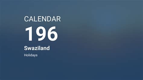 Year 196 Calendar – Swaziland