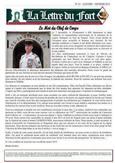 Lettre Du Fort N Groupement De Recrutement De La L Gion