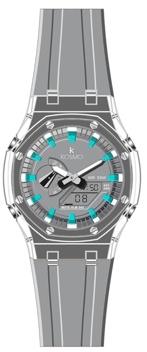 RELOJ KOSMO K4010 DOBLE HORA EDICIÓN LIMITADA GRIS AGUAMARINA