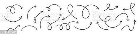 Curved Arrows Set Of Vector Hand Drawn Arrows Collection Of Pointers