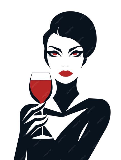 Premium Vector Beautiful Woman Holding Wine Glass Vector Illustration