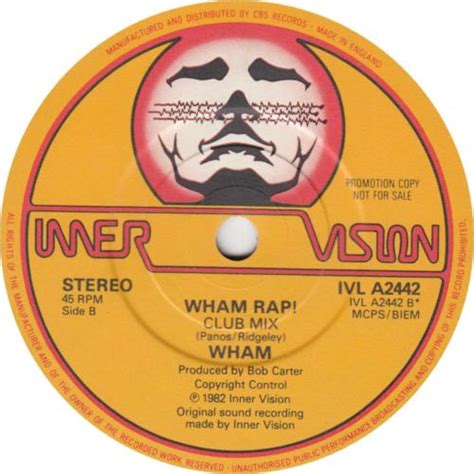 Wham Wham Rap Uk Promo Vinyl Single Inch Record