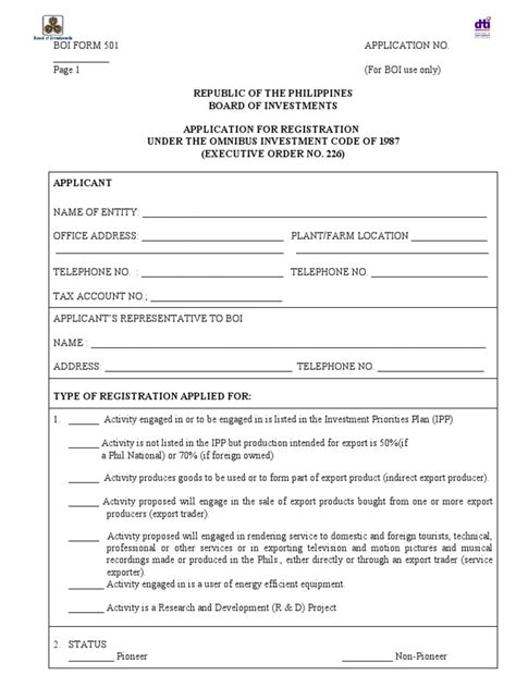 BOI Application Form | Expense | Equity (Finance)