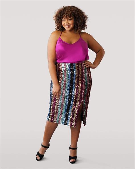 The Striped Sequin Skirt Plus Size Sequin Skirt Plus Size Sequin Outfit Sequin Skirt