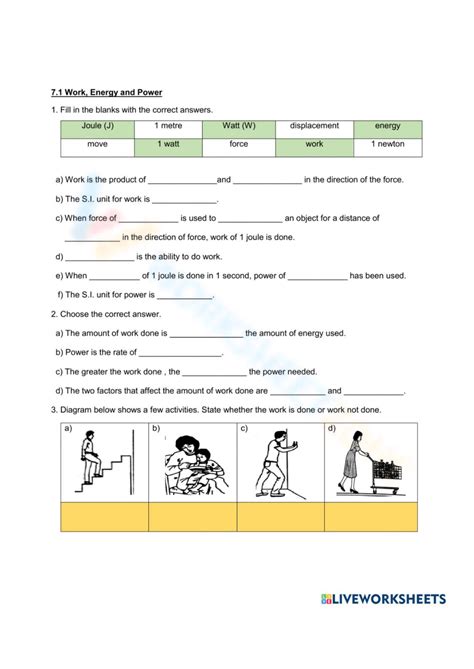 Free Collection Of Work Power And Energy Worksheets Worksheets Library