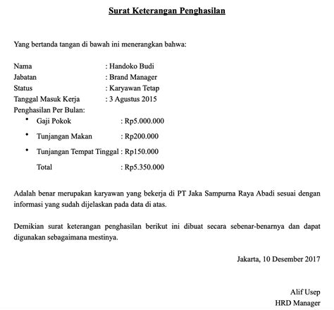 Contoh Surat Gaji Bulanan Contoh Surat Hot Sex Picture