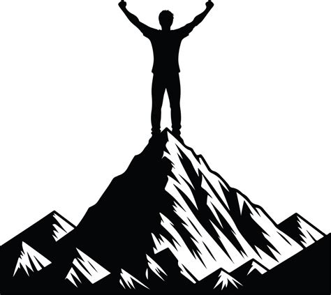 Silhouette Of A Man Standing On Top Of A Mountain 43345742 Png