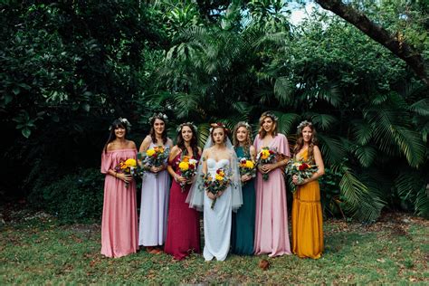 Bridesmaids Jewel Tones Gemtones Dresses Mismatched Wildflower