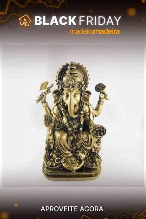 Ganesha Prosperidade Dourado Em Resina 15 Cm MadeiraMadeira