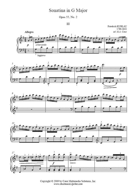 Kuhlau Sonatina Op 55 No 2 Iii Sheetmusic2print