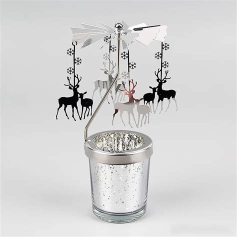 Amazon Mecela Spinning Candle Holder With Cup Silver Rotating