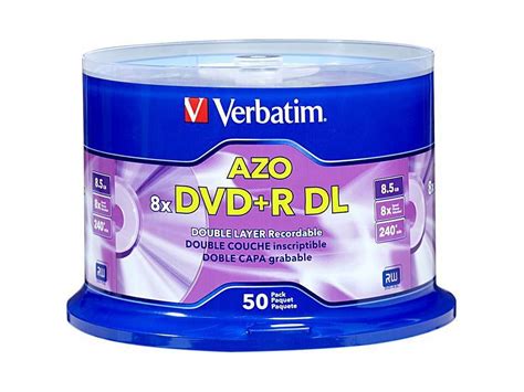 Free Shipping Verbatim DVD R DL 8 5GB 8X With Branded Surface 50pk