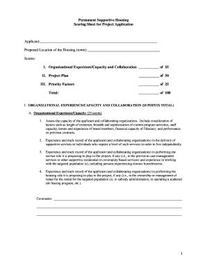 Fillable Online Permanent Supportive Housing Scoring Sheet For Project