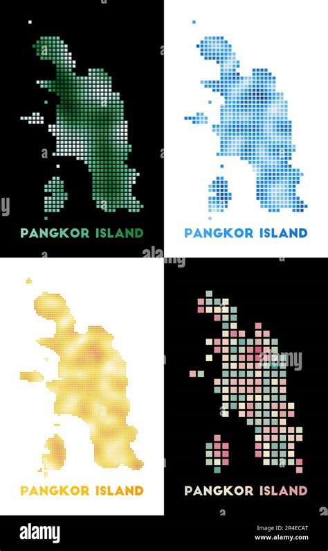 Pangkor Island map. Collection of map of Pangkor Island in dotted style ...