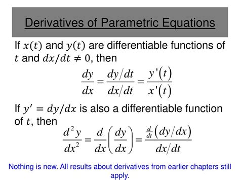 PPT Section 10 3 Parametric Equations And Calculus PowerPoint