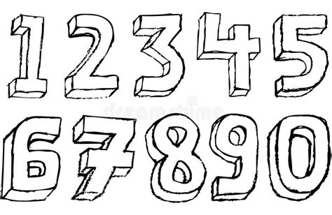 Grunge 3D Numbers In Black And White Stock Illustration - Illustration ...