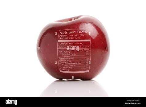 Apple with nutrition facts Stock Photo - Alamy
