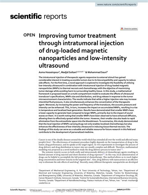 Pdf Improving Tumor Treatment Through Intratumoral Injection Of Drug