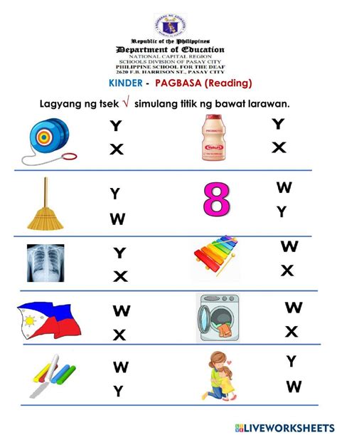 Pagbasa Wxy Interactive Worksheet Live Worksheets