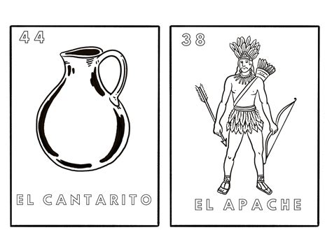 Loteria Mexicana Coloring Pages Full Set Etsy