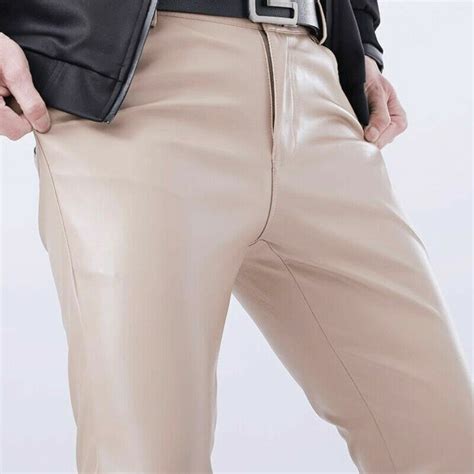 Sexy Men Faux Leather Pants Stretch Pu Leggings Fit Wet Look Trousers