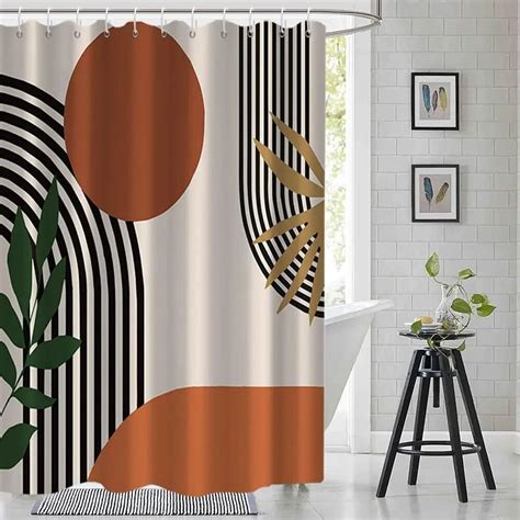 Bohemian Shower Curtain Romantic Mid Century Modern Minimalist Abstract