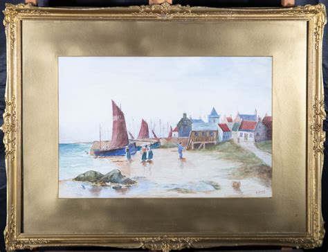 A Jones Early 20th Century Watercolour Fishing Village Von A Jones