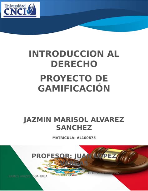 Proyecto De Gamificacion Introduccion Al Derecho Introduccion Al