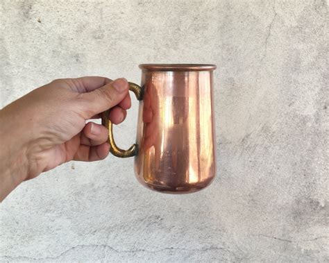 Pair Of Tall Vintage Copper Steins W Heavy Brass Handles Moscow