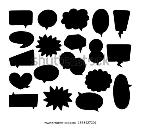 Collection Hand Drawn Speech Bubbles Silhouette Stock Vector Royalty