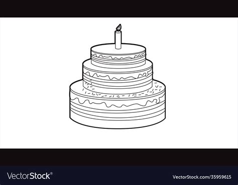 A Birthday Cake With Candle Royalty Free Vector Image