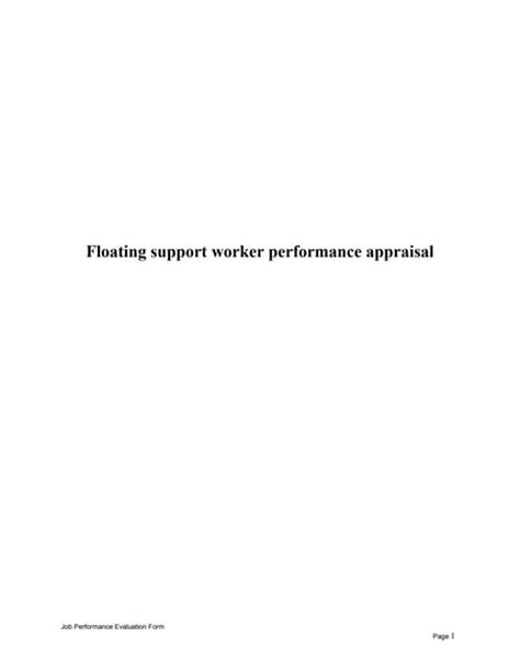 Floating Support Worker Performance Appraisal Pdf