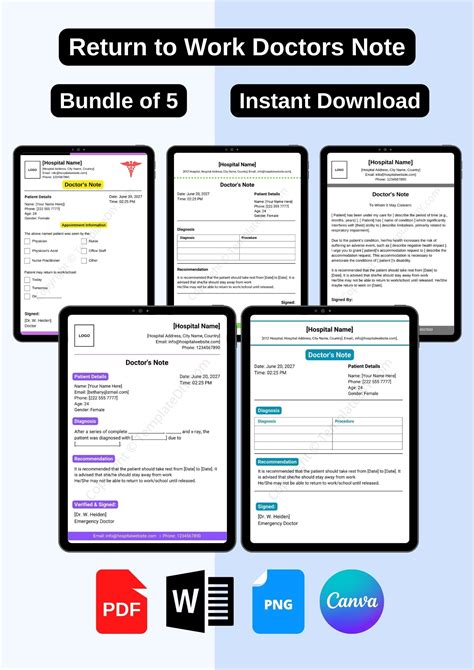 Return To Work Doctors Note Template Printable In Pdf Word