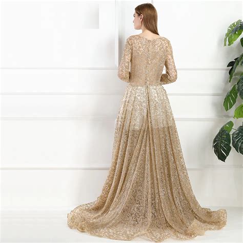 Fleepmart Fashion 2019 Mermaid Luxury Evening Dress Long Sleeves Gliter