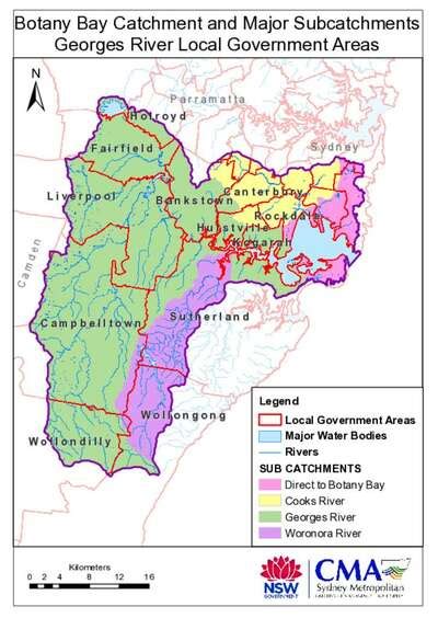 botany bay catchment  major subcatchments georges river lgas