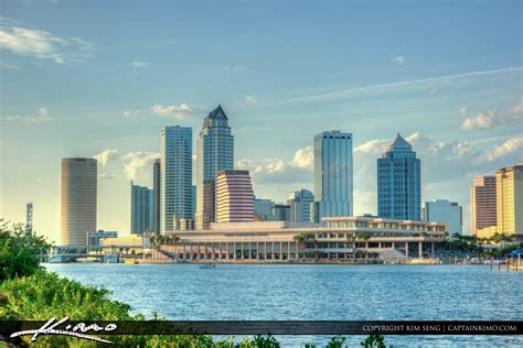 Tampa Florida Skyline along Waterway | Royal Stock Photo