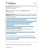 Ev Cim Doc Reporte Nombre Del Curso Comunicacin Integral De