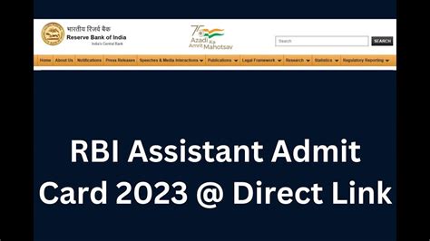 Rbi Assistant Admit Card Download 2023 Prelims Admit Card Youtube