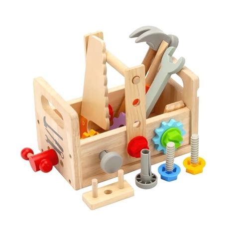 Caisse a Outil Enfant en Bois 24 Pièces Établi Enfant DIY Boite a