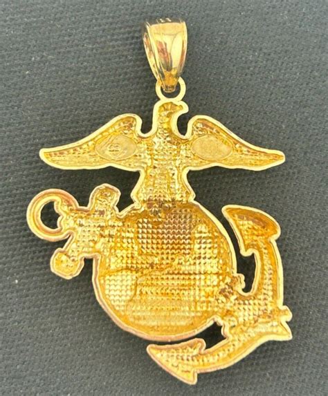 K Gold Us Marine Corps Emblem Pendant Charm Fine Jewelry Men Women Ebay