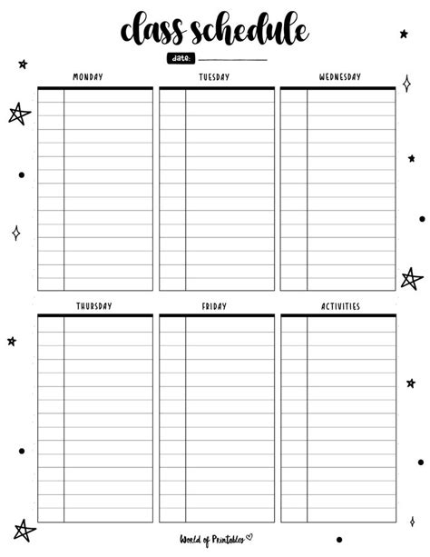 Class Schedule Template