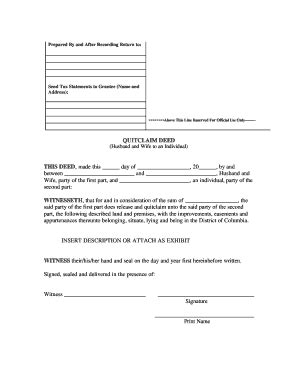 Printable Quit Claim Deed Form Washington State Templates Fillable