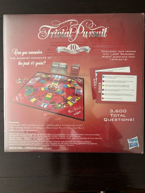 Trivial Pursuit Th Anniversary Ruby Edition New Sealed Hasbro Board