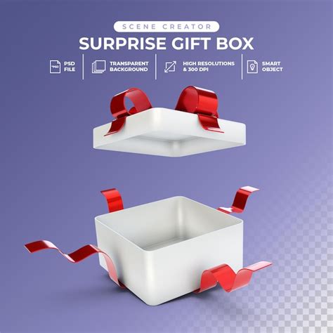 Premium PSD 3d Rendering Of Opened Surprise Gift Box PSD