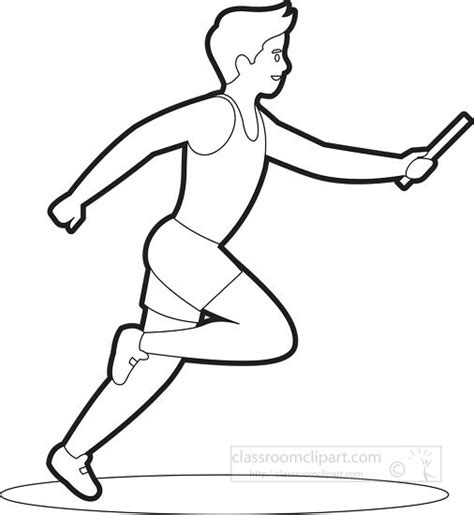 Sports Outline Clipart-runner holds baton in team relay race outline ...