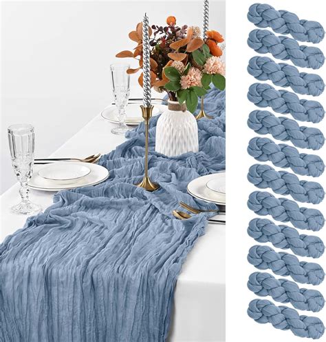 Amazon Pack Dusty Blue Cheesecloth Table Runner Ft Rustic