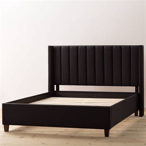 Full Adele Upholstered Platform Bed Vertical Channel Tufted Wingback ...