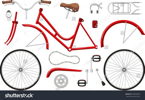 Bicycle Parts Set Vector Cartoon 398340538 Shutterstock