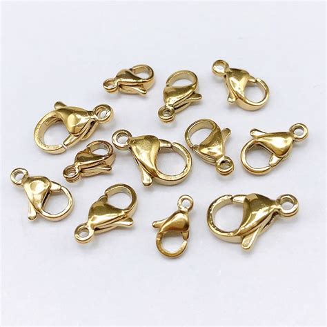 10pcs Lot Stainless Steel Gold Lobster Clasps Lobster Clasp Hooks Chains Connector Diy Necklace